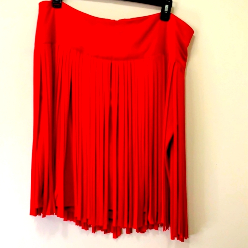 Lane Bryant Red Fringe Skirt Size 20 NWOT